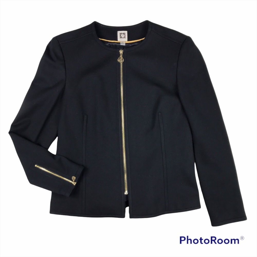 Anne Klein Black Gold Zip Up Jacket